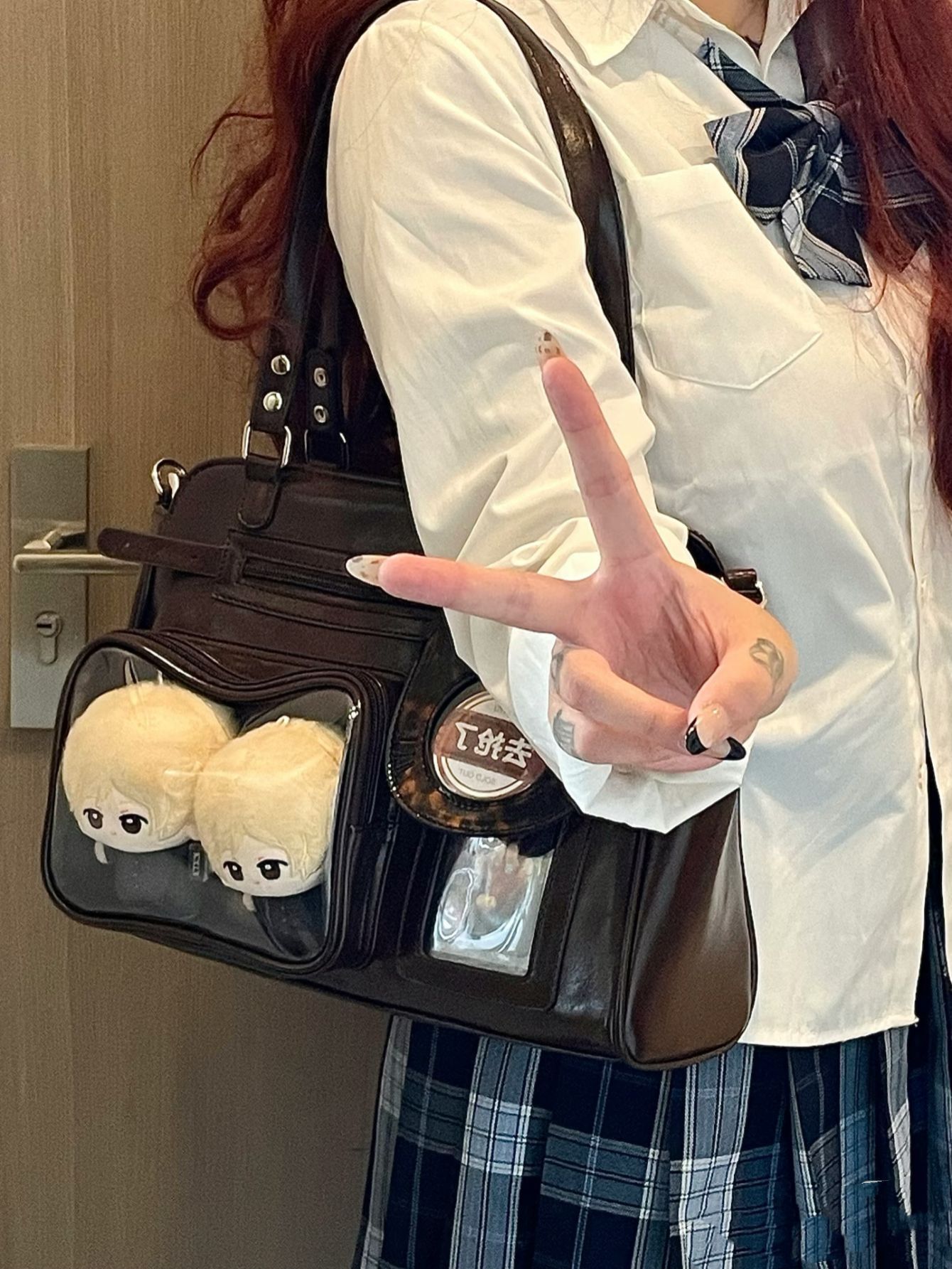 Japanese Style New Large Capacity Retro Motorcycle Road Ita Bag For Women - Shoulder & Crossbody Bag For Shopping, Commuting, And Parties - Thumbnail 5