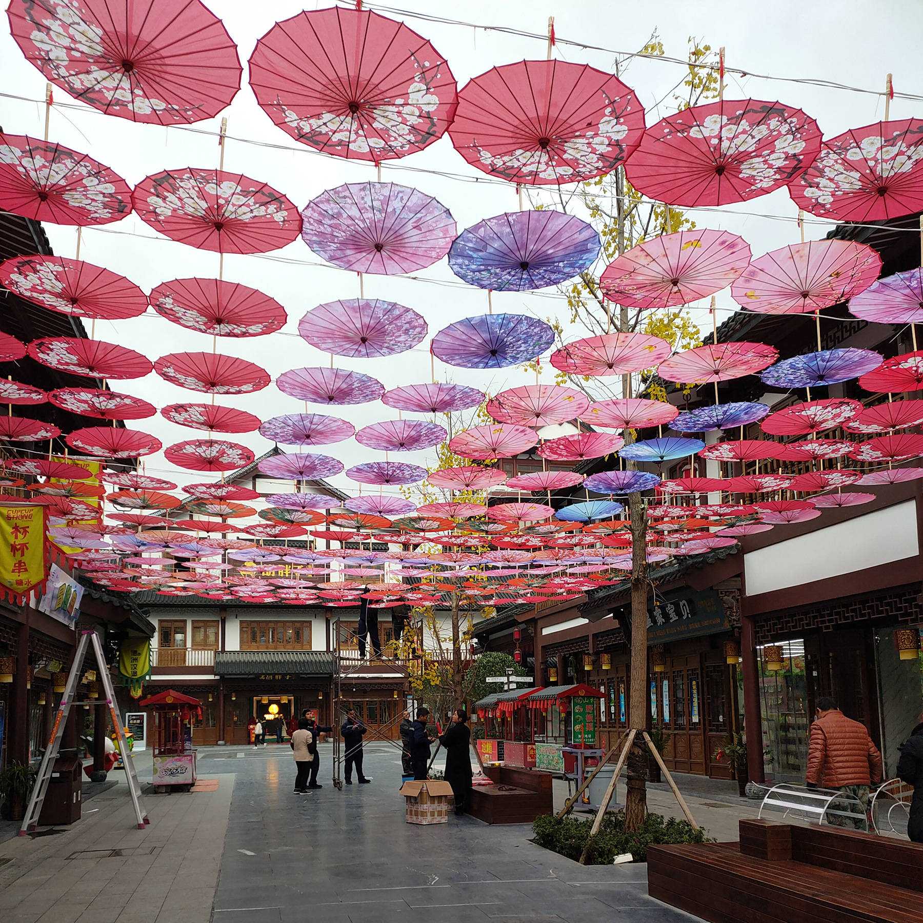 中国风油纸伞户外防雨绸布伞装饰吊顶伞可加伞灯复古舞蹈伞