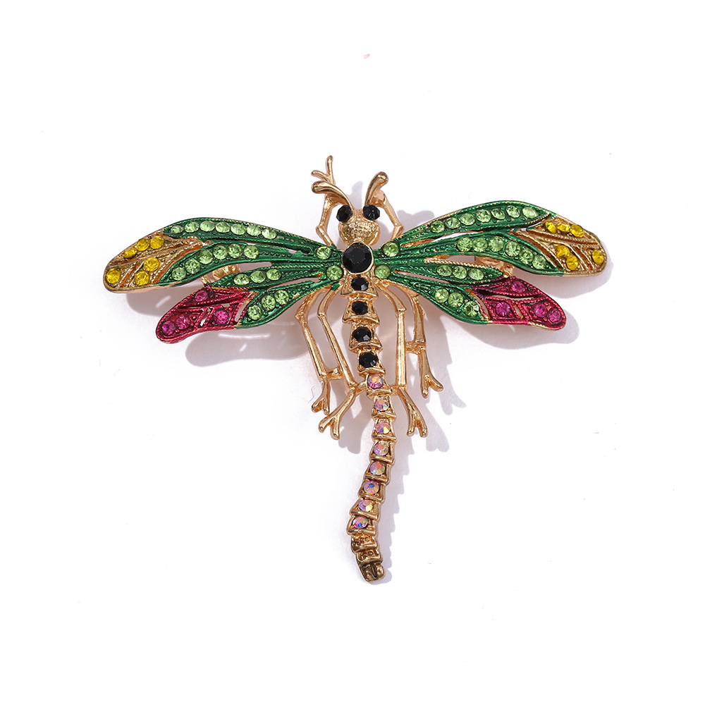 Women'S Gender Enamel, Inlay Design Retro Style Retro Pin Dragonfly Alloy Enamel Inlay Zircon Women'S Brooches