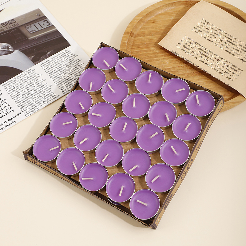 Vela de aromaterapia retro de venta caliente, té hervido, té redondo, cera de té, hotel, propuesta, confesión, imagen, vela al por mayor