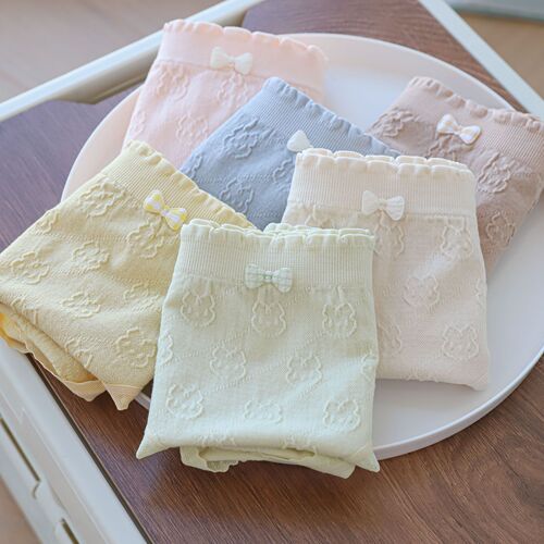 N8293 Cream Bunny Modal  Spring and Summer Wooden Ear Bow Cute Seamless Hip-covering Women's Underwear
