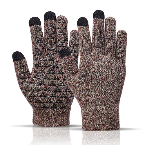 Cross-border direct supply of winter warm fleece gloves for men and women, European and American large size woolen thickened knitted touch screen gloves