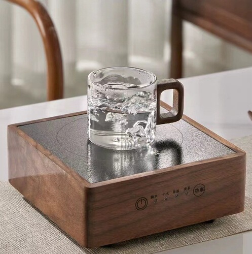 Glass small teacup high borosilicate thickened high-temperature resistant minimalist anti-scald handle guest cup walnut wood handle tea cup
