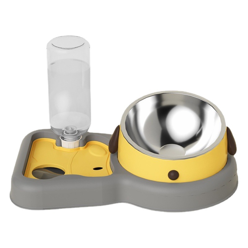Cat Bowl doble cuenco automático de protección del agua potable columna cervical perro cuenco de comida antidetonante perro Slow Food Bowl perro tazón de agua potable integrado