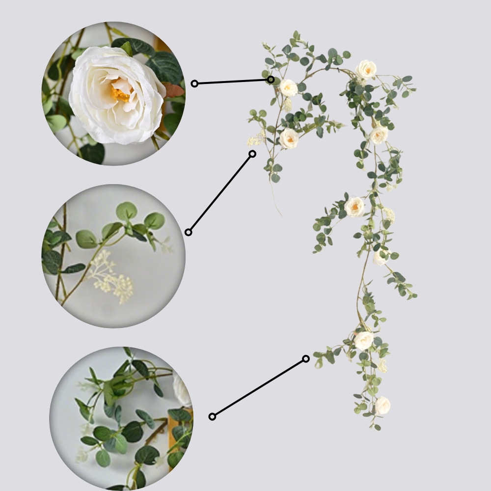 Amazon eucalipto rosa vid boda decoración del hogar peonía artificial camelia dinero hoja simulación vid