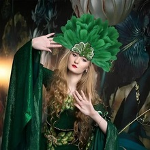 跨境热卖羽毛头饰狂欢节派对用品头戴舞台表演道具手工制作