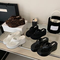 フレンチニッチビーチバケーションビーチサンダルレディース厚底夏プラットフォームウェッジヒールアウタービーチサンダル
