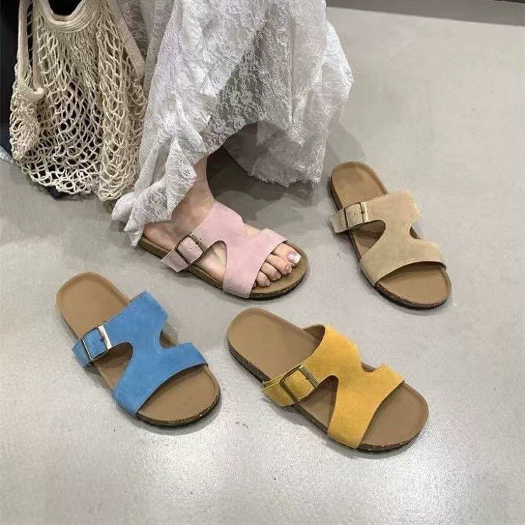 25 новых летних тапочек Birkenstock в стиле ретро для женщин, европейская и американская верхняя одежда, шлепанцы на толстой подошве, повседневные женские сандалии