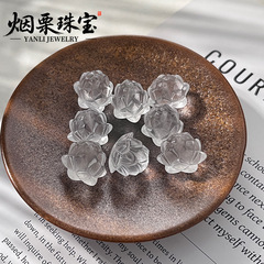 透体白水晶蓮花精彫刻件縦穴散珠ブレスレットネックレス半製品diyアクセサリー部品卸売り