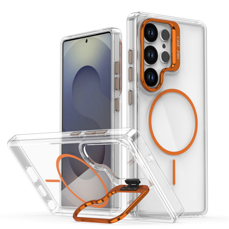 Suitable for Samsung S26Ultra Lens Bracket Case S25 Transparent Magnetic Anti-Fall Protective Case A16 Anti-Yellowing Three-Proof Case