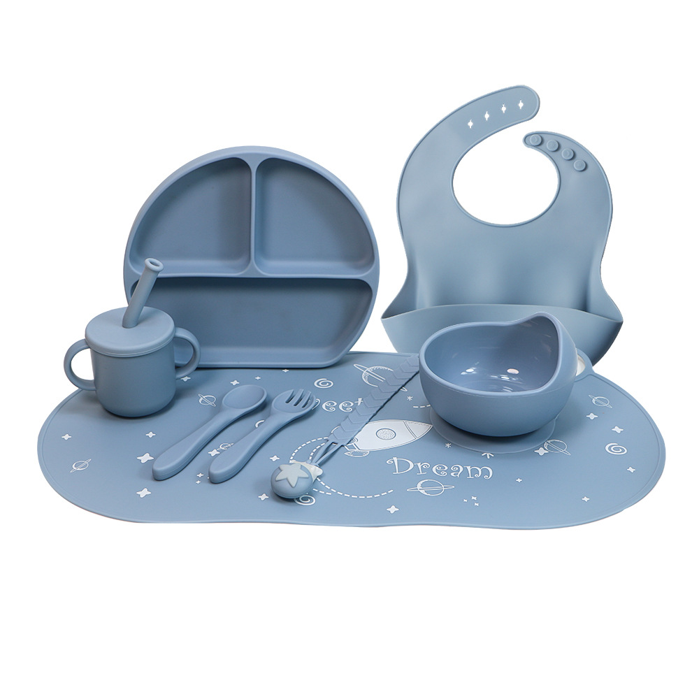 블루 [실리콘 식기 8 세트]