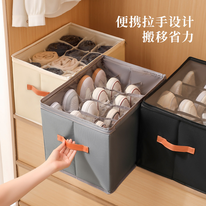 Cross-Border Hot-Selling Shoe Storage Box with Lid, Washable Folding Bedroom Moisture-Proof Boot Storage Compartment Organizing Shoe Box