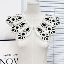 秋冬毛线绣花小披肩假领子女韩版减龄文艺毛衣连衣裙装饰领外搭