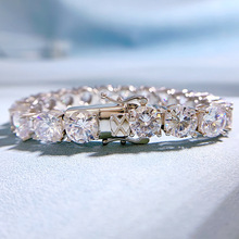 喜卓珠宝2023新款925银新款高碳钻8.0mm豪镶手链欧美跨境男女佩戴