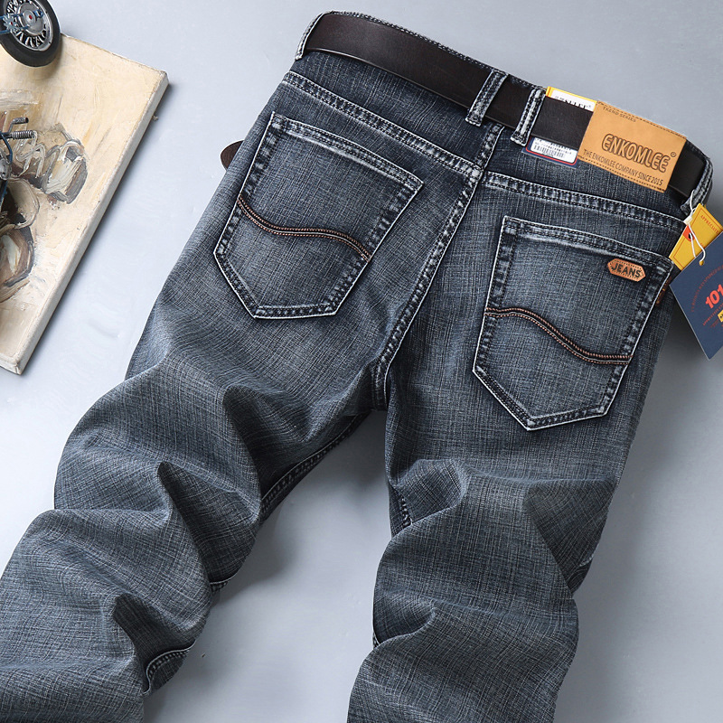 Elastic Straight-Leg Jeans for Men, Versatile, Plus Size, High-Waisted, Suitable for Middle-Aged and Elderly, Xintang Denim Work Pants, Loose Fit, American Style