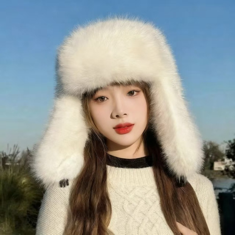 冬季防寒雷锋帽子户外防风毛绒护耳帽女加绒保暖滑雪防摔女款帽子|undefined