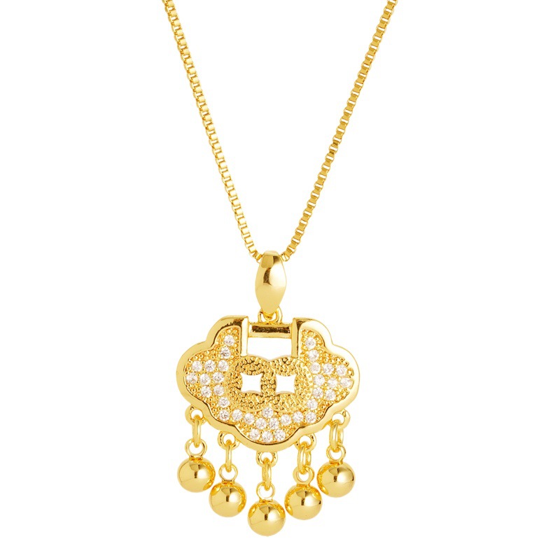 Estilo antiguo de arena Jinhao en forma de cerradura colgante para hombres y mujeres Universal Bell Lock bag imitación de oro durante mucho tiempo no se desvanece suministro directo de fábrica