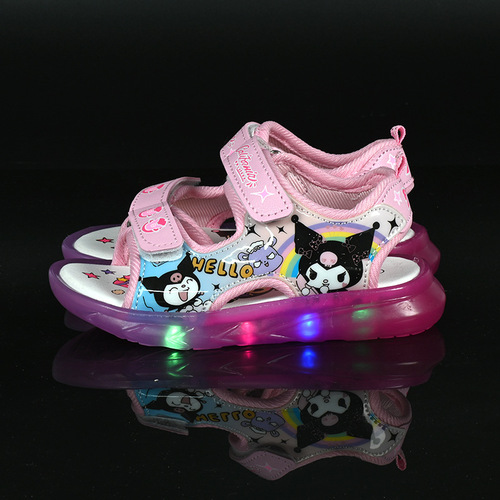 Children's Light-Up Soft-Cushion Princess Cute Beach Shoes Baby First Walking Shoes Girls' Glowing Sandals Japanese Style