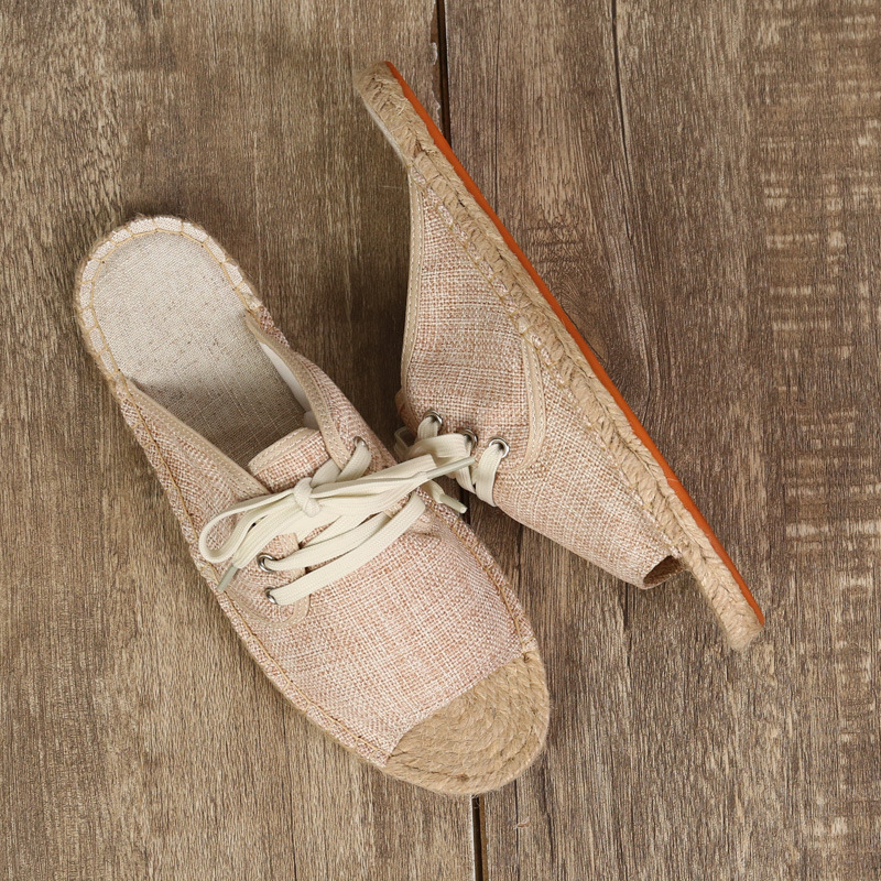 straw breathable men's slippers for men and women flat