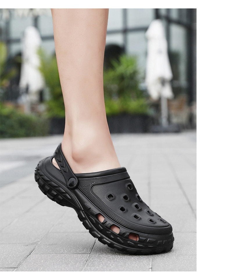 Dép sandal nam bít mũi đế lốp kiểu lỗ thoáng khí, đi biển và sinh hoạt hè — màu kaki, trắng, xám, đen chi tiết 25