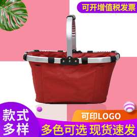 大容量牛津布野餐购物篮家用纯色可折叠收纳篮单柄脏衣篮厂家批发