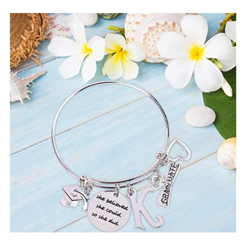 Mode Simple En Acier Inoxydable Réglable Rétractable Bracelet Lettrage Cadeau De Graduation display picture 2