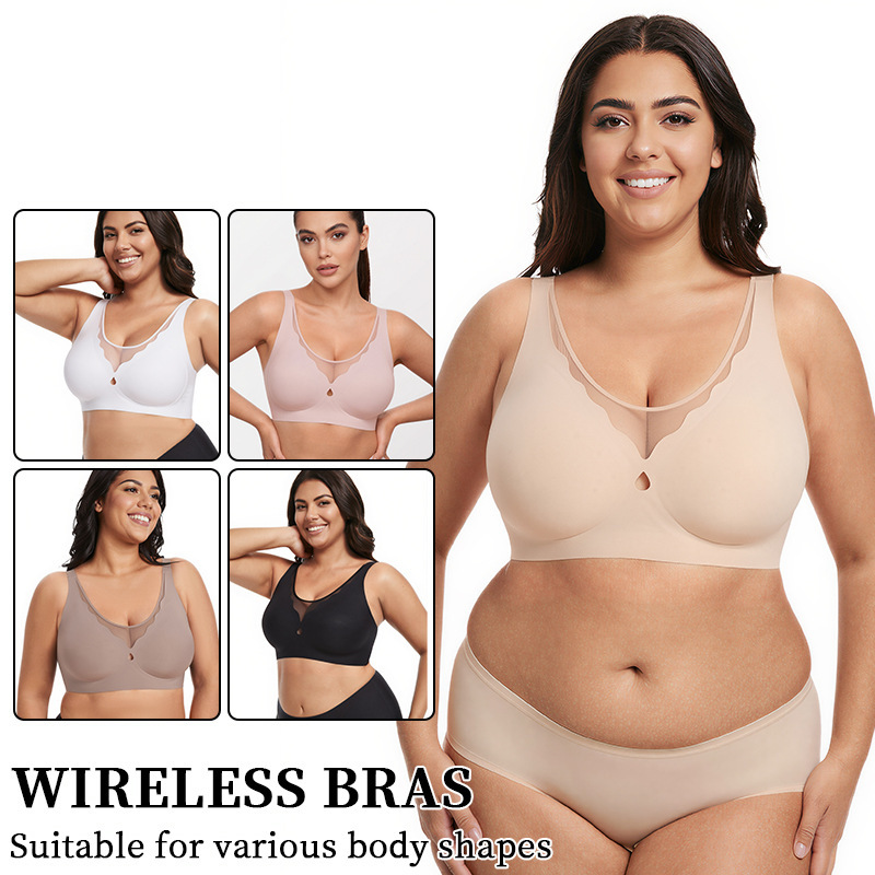Cross-Border Bra Foreign Trade Lingerie, Large Size Hot-Selling Seamless Wireless Comfortable Full Cup Mesh Bra, Wholesale from Manufacturer Cross-Border Bra Foreign Trade Lingerie, Large Size Hot-Selling Seamless Wireless Comfortable Full Cup Mesh Bra, Wholesale from Manufacturer
