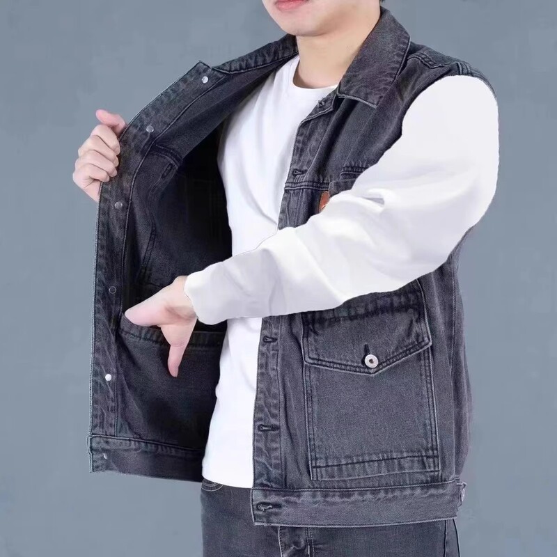 Manufacturer Wholesale American Durable Workwear Denim Vest Men's Multi-Pocket Sleeveless Waistcoat Vest Jacket Casual Jacket Manufacturer Wholesale American Durable Workwear Denim Vest Men's Multi-Pocket Sleeveless Waistcoat Vest Jacket Casual Jacket