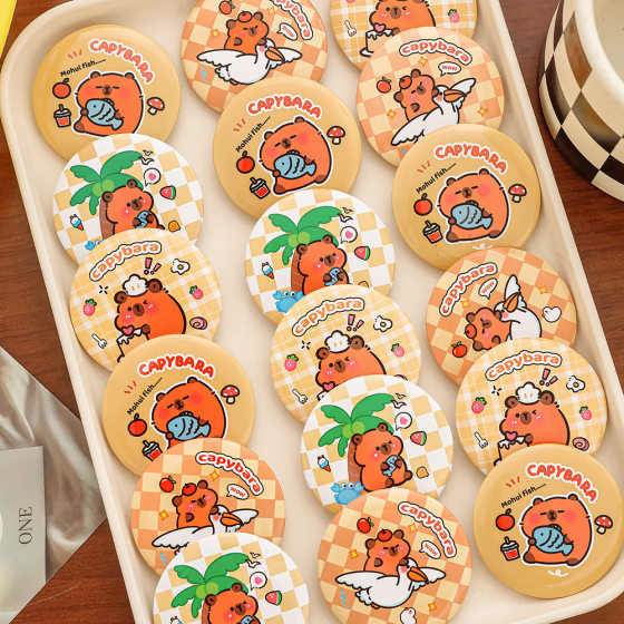Ins Capybara Capybara Brooch Student Cartoon Bar Small Gift Cute Clothes Bag Decoration Badge