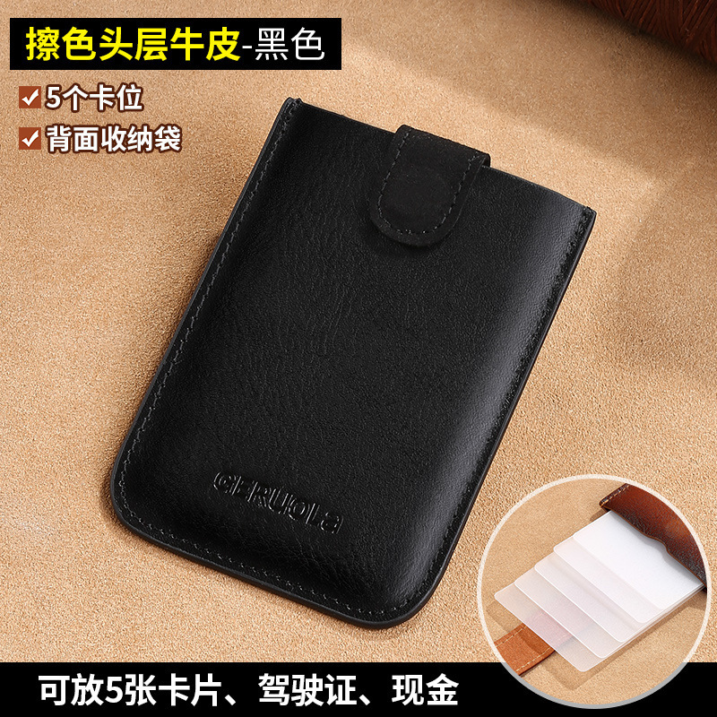 Geruola Leather Factory 2025 nuevo bolso para tarjeta de almacenamiento de cuero ultrafino para hombre, tarjeta bancaria, tarjeta de banco, tarjeta de autobús