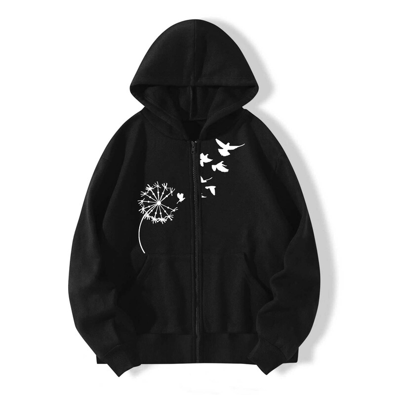 2022 High Street Hip Hop Oversize Dandelion Long Sleeve Zipper Sweatshirt Hoodie Men and Women Top Jacket