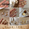 Tide, silver needle, fashionable earrings from pearl, silver 925 sample, internet celebrity, simple and elegant design