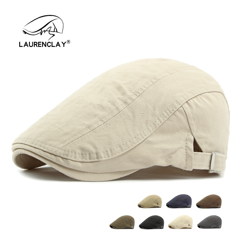 Estilo coreano sombrero de algodón al por mayor estilo británico los hombres color sólido casquillo enarbolado pintor boina primavera y verano marea
