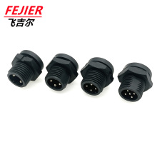 M15前锁板端公端防水插头 2芯3芯4芯5芯塑料板端安装圆形航空插头