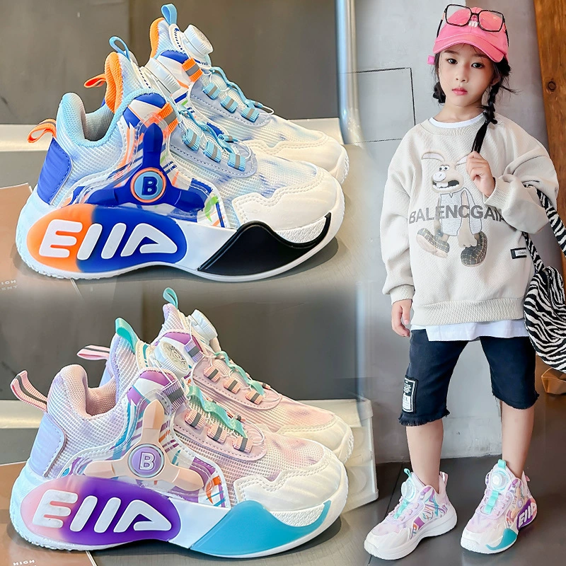 Обувь для девочек 2025 весна и осень новый детский спортивный баскетбольный кроссовок сетка