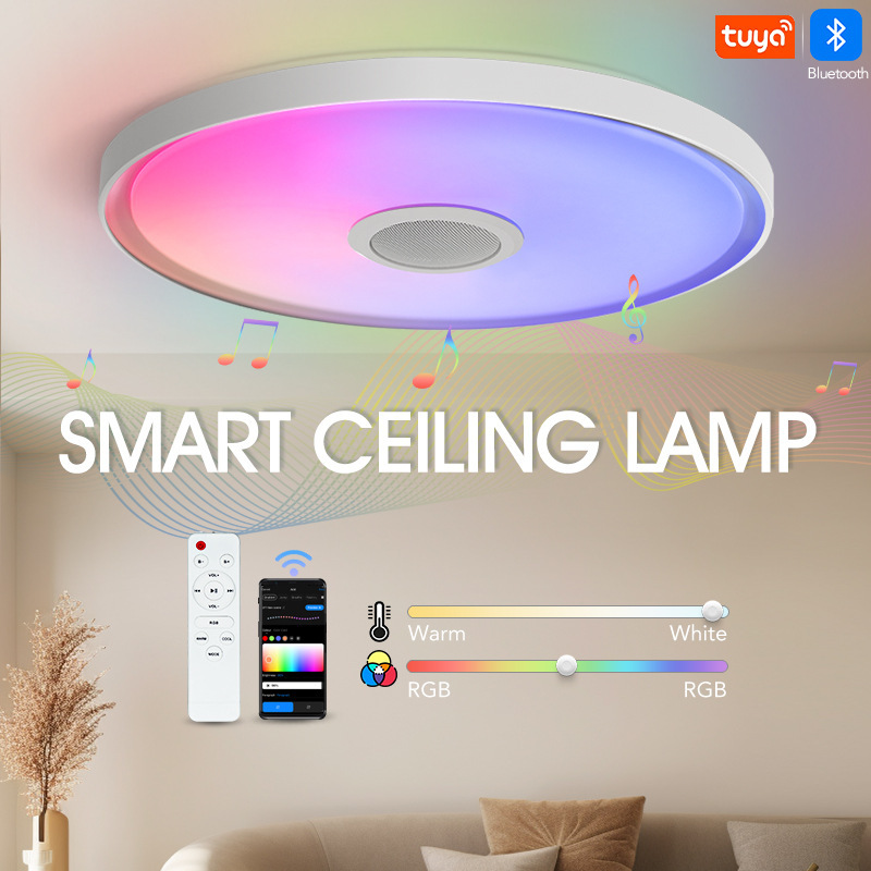 Tuya Bluetooth Smart Ceiling Light, Led Tri-Proof Light, Music Rgb Remote Control Lamp, Eu Certified