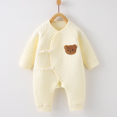 2022 New Autumn/Winter Warm Baby Bodysuit with Triple Layer Filament Cotton, Baby Hairy Coat with Puffed Collar, Newborn Monk's Robe
