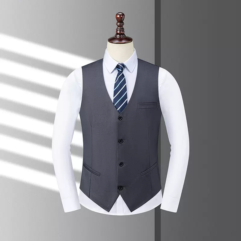 跨境大码新款西服马甲男免烫男士西装背心韩版修身坎肩西装马夹男