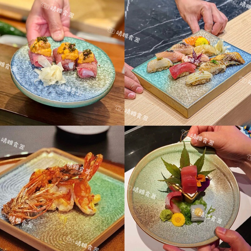 Japanese Kaiseki Ceramic Tableware Rectangular Kiln-Fired Sashimi Sushi Flat Plate Creative Barbecue Grilled Bird Fried Skewers Flat Plate Japanese Kaiseki Ceramic Tableware Rectangular Kiln-Fired Sashimi Sushi Flat Plate Creative Barbecue Grilled Bird Fried Skewers Flat Plate