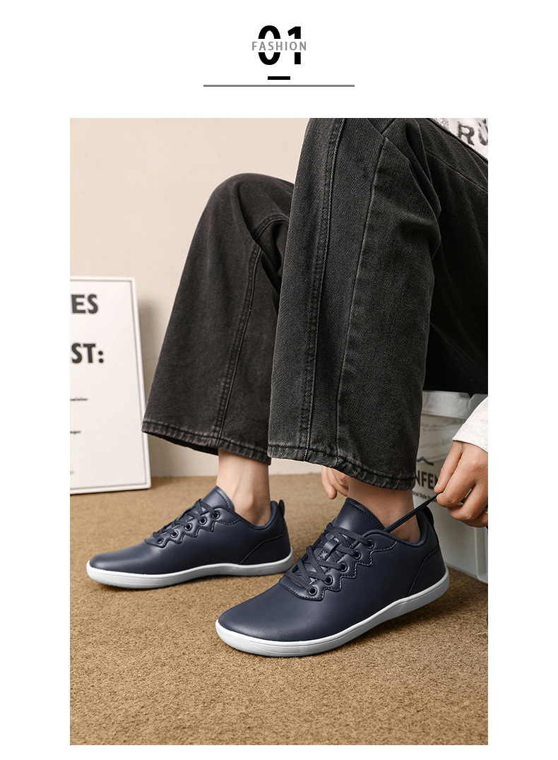 Unisex Barefoot Shoes Wide Toe Lightweight Soft Leather Trainers_voghion.com