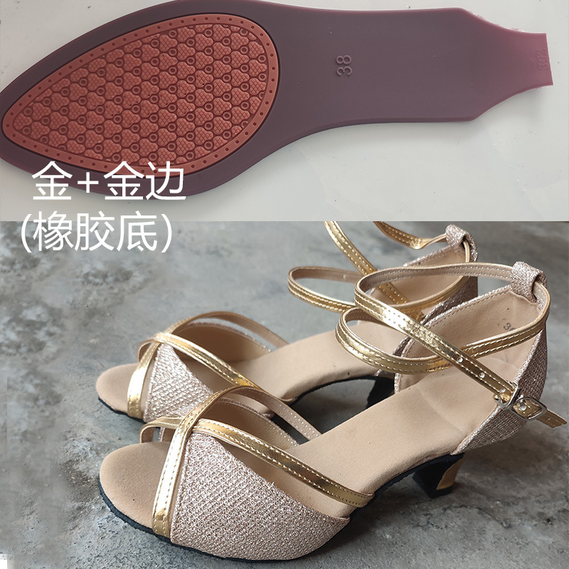 Primavera y verano peep toe mujeres adultas zapatos de baile latino hembra adulto mediados talón zapatos de baile de piel de vaca inferior suave