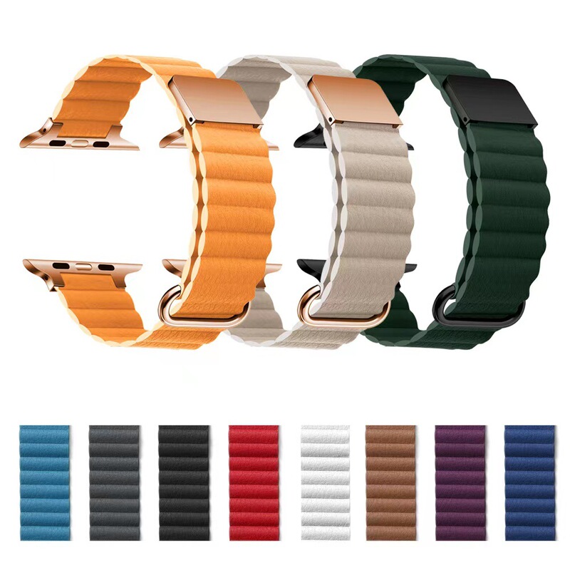 Litchi grain leather magnetic strap for apple watch765432/se generation reverse buckle magnetic wrist strap Litchi grain leather magnetic strap for apple watch765432/se generation reverse buckle magnetic wrist strap