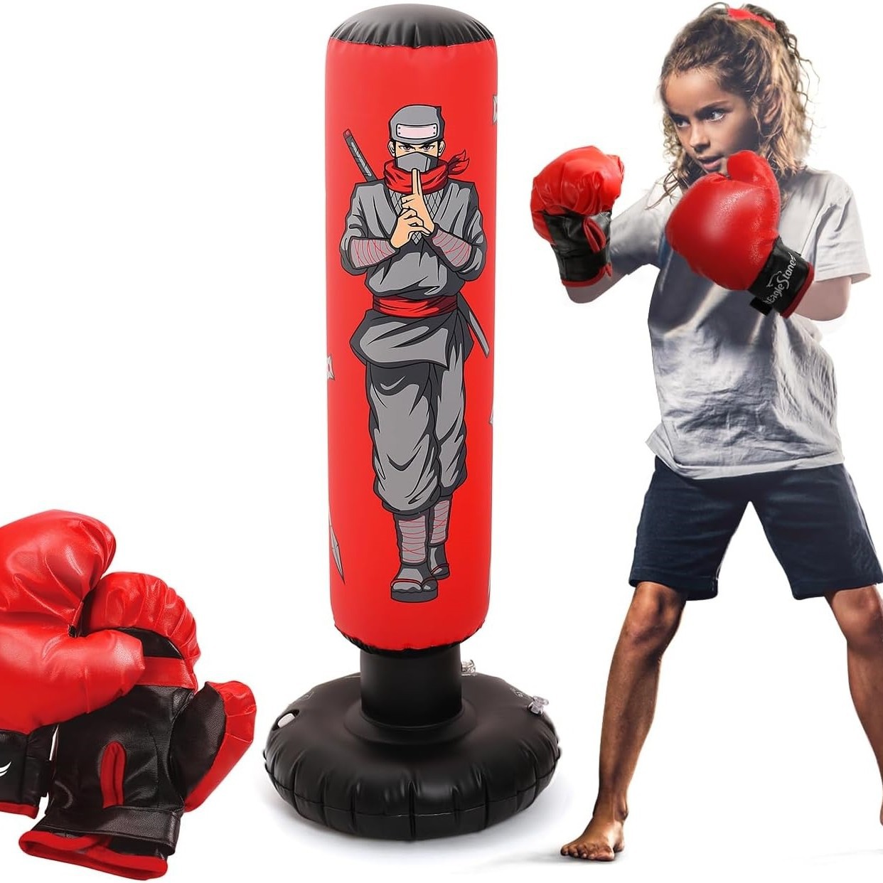 Children's Inflatable Boxing Column with Water Filling Bag 47inch (approx. 120cm ) with Boxing Gloves for Boys and Girls