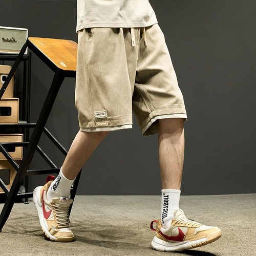 Summer American Retro Versatile Loose Lightweight Comfortable Sports Shorts for Men Trend Brand Pajama Style Five-Finger Mid Pants