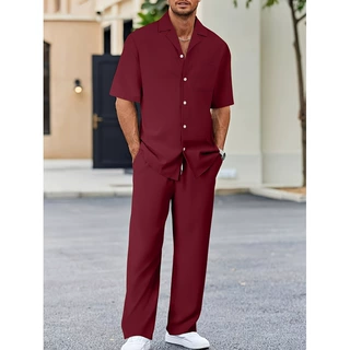 P 73357 Men's loose collar two-piece set 男士宽松翻领两件套