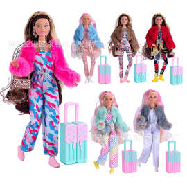 11寸30CM娃衣跨境欧美气质风时尚达人旅行风拉箱包包饰品连衣裤款