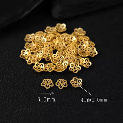 Zərgərlik ara hissələri, Gold Personalized Spacer Beads Handmade - 7mm-hollow-flower-beads-approx-7-beadsgram