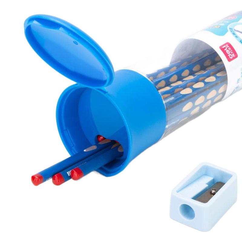 Deli 58185 agujero de la pluma del triángulo varilla niños corrección agujero agarre 2B lápiz 30 piezas/tubo
