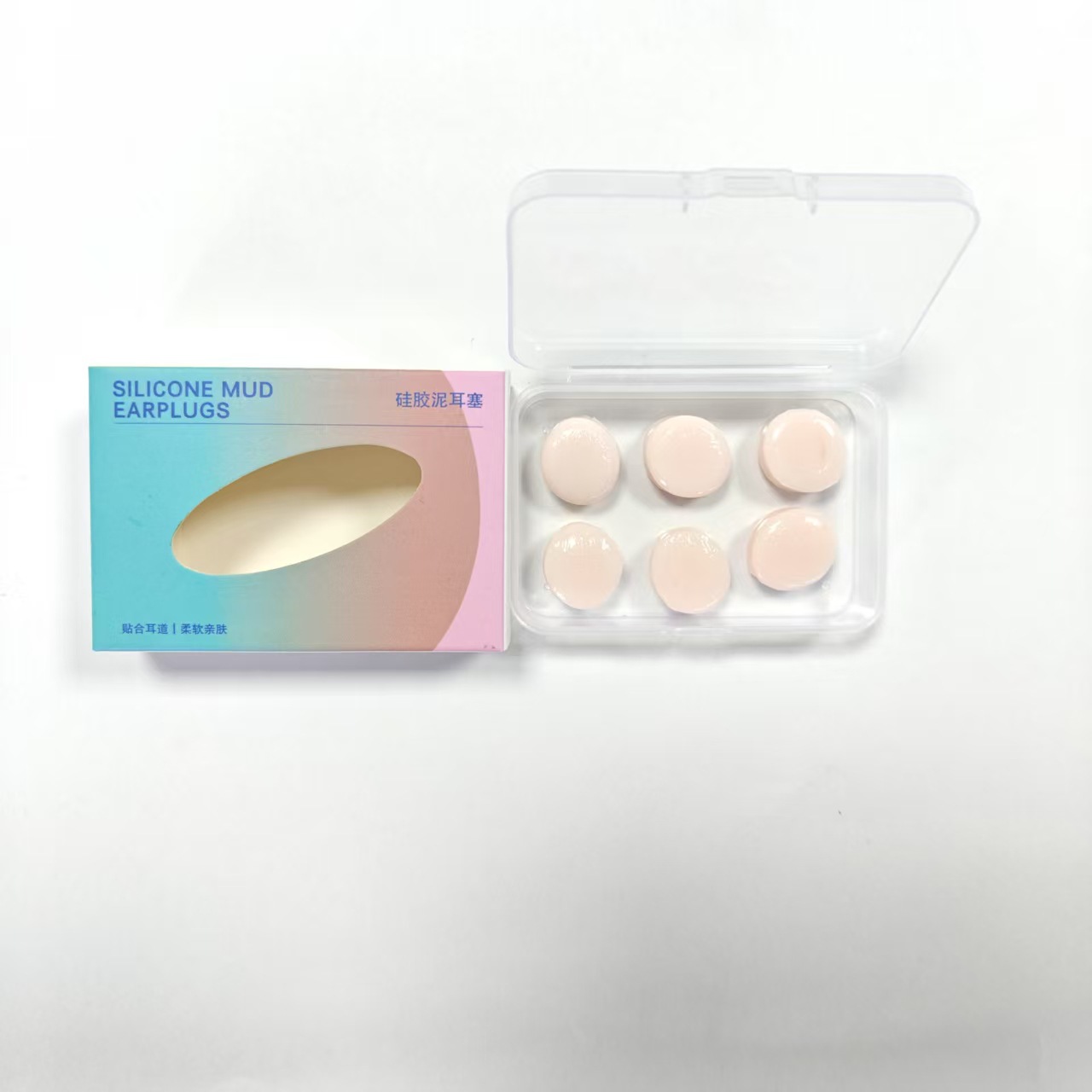 Silicone mud earplugs [type b] pink six pack