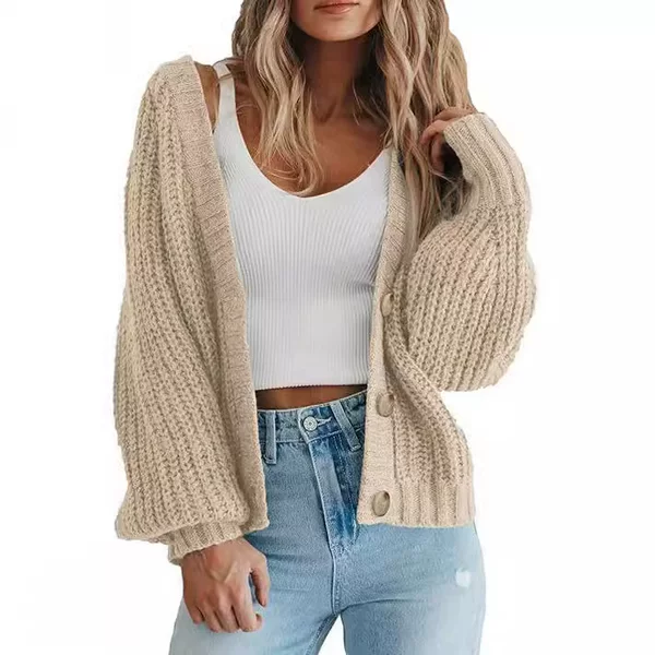 Autumn and Winter European and American Cardigans Cross-Border 2025 New Export Wide Loose Knitted Jacket Amazon Women's European and American Sweaters